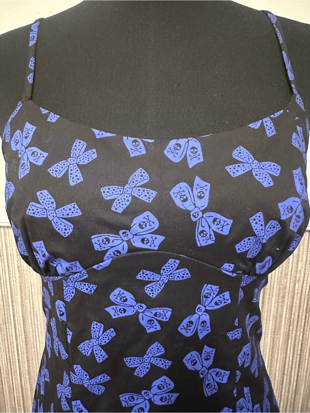 Morbid Threads Black Purple Skull Bow Open Back Midi Dress M - Picture 3 of 10
